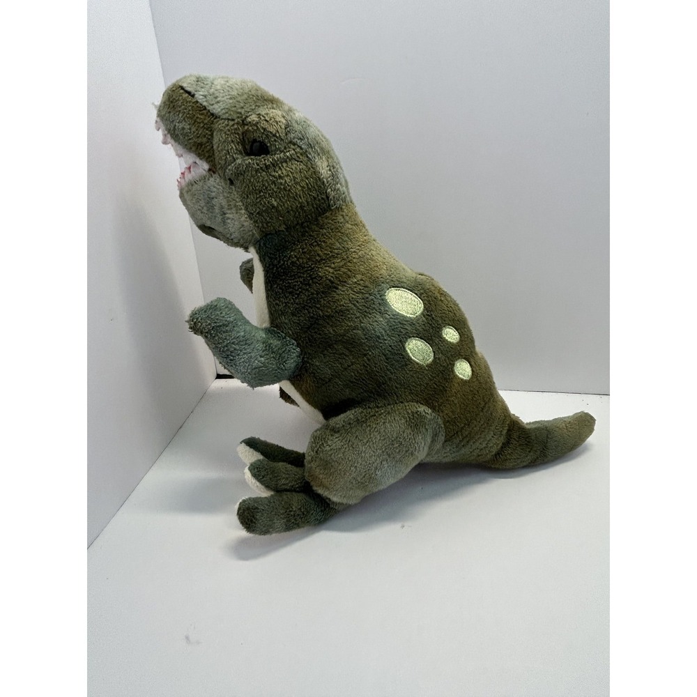 Prextex T-Rex Dinosaur Plush Stuffed Animal Toy Green Brown 13" Roaring Mouth